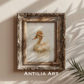 Poster Cygne avec Casquette de paille Peinture de sauvagi