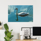 Poster Cygne avec reflets nuageux (Bureau à domicile)