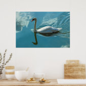 Poster Cygne avec reflets nuageux (Cuisine)