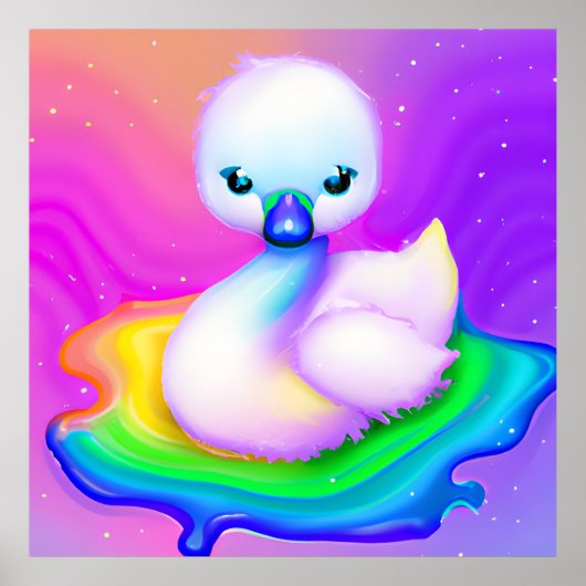 Poster Cygne bébé mignon et coloré (Devant)