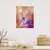 Poster Cygne blanc flottant sur un lac brumeux (Cuisine)