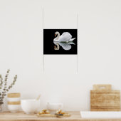 Poster Cygne blanc sur arrière - plan noir (Cuisine)