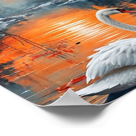 Poster Cygne d'automne sur le lac (Coin)