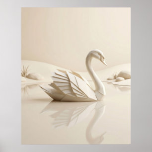 Poster Cygne en papier Lac Miroir