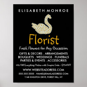 Poster Cygne marguerrier floral, Publicité fleuriste