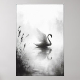 Poster Cygne Serène Dans Les Eaux Mortes