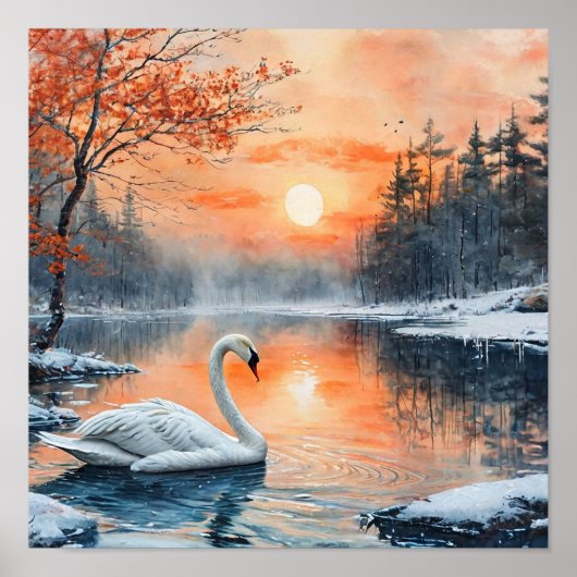 Poster Cygne sur le lac (Devant)