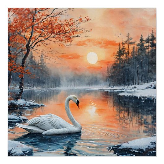 Poster Cygne sur le lac (Devant)