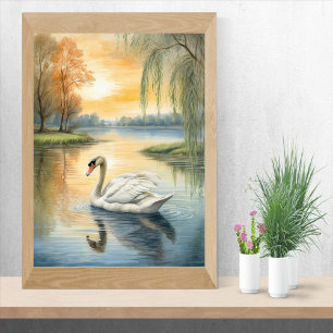 Poster Cygne sur le lac