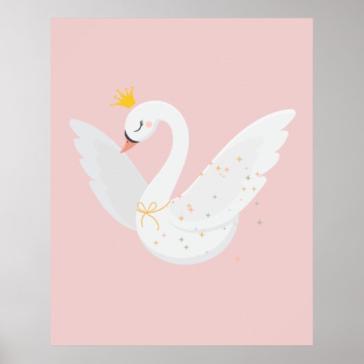 Poster Cygne volant mignon et élégant (Devant)