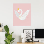 Poster Cygne volant mignon et élégant (Bureau à domicile)