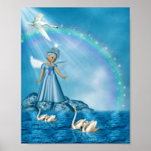 Poster Cygnes Blanches Et Angel