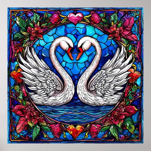 Poster Cygnes de mariage classiques Amour Unité 🦢💍🌿✨ (Devant)