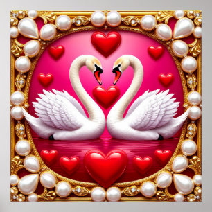 Poster 🦢 Cygnes de mariage romantiques Élégante décorati