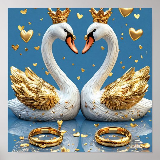 Poster Cygnes de mariage scène romantique 🦢💖☁️✨ (Devant)