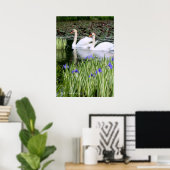 Poster Cygnes muets & Iris : papier de l'affiche de valeu (Bureau à domicile)