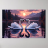 Poster Cygnes sous la Lune de l'Amour (Devant)