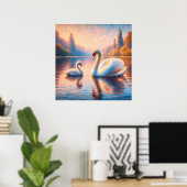 Poster Cygnet et cygne (Bureau à domicile)