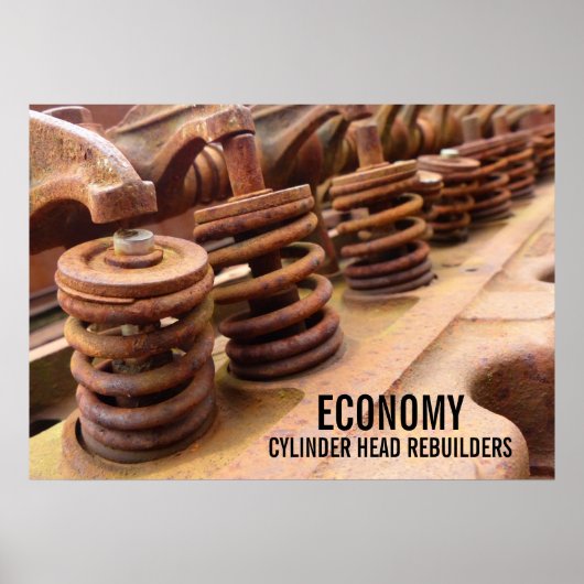Poster Cylinder Head Rebuilders Rusty Engine Block Photo (Devant)