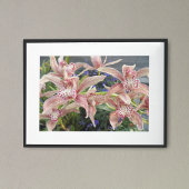 Poster Cymbidium Orchidées Florales Tachetées Rouges