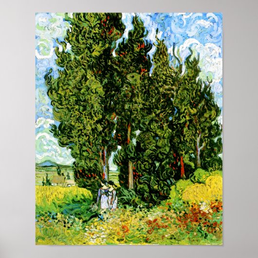 Poster Cyprès avec deux femmes Van Gogh Art (Devant)