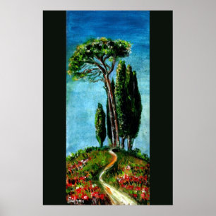 POSTER CYPRÈS ET PIN MÉDITERRANÉEN EN TOSCANE