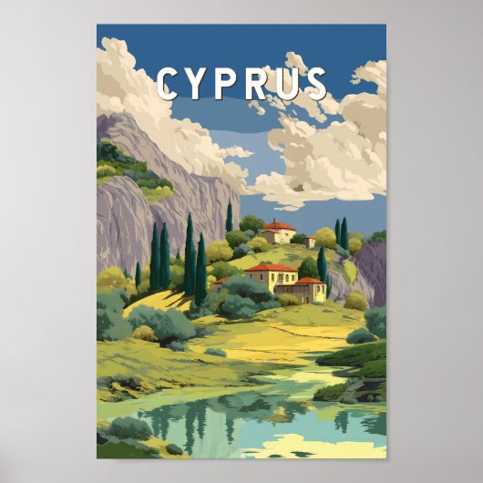 Poster Cyprus Illustration Travel Art Vintage (Devant)