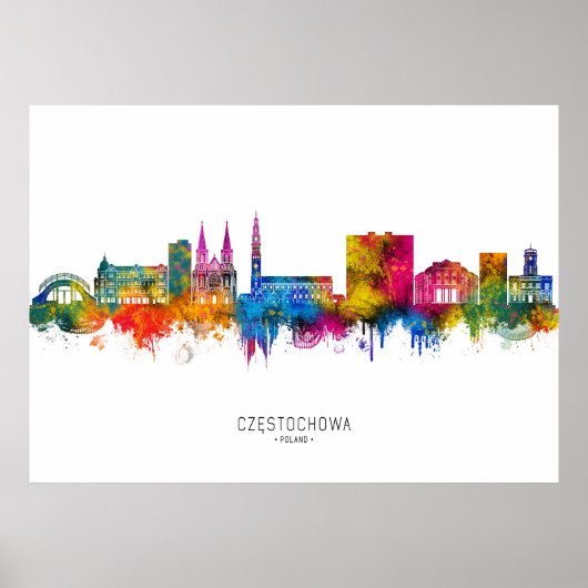 Poster Częstochowa Pologne Skyline (Devant)