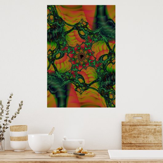 Poster D | Art fractal vert et jaune (Cuisine)