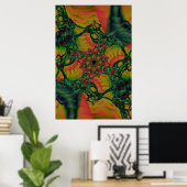 Poster D | Art fractal vert et jaune (Bureau à domicile)