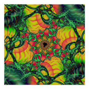 Poster D   Art fractal vert et jaune