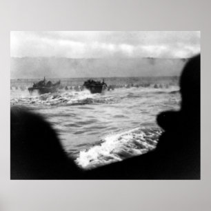 Poster D-DAY Omaha Beach Première Vague France Deuxième G