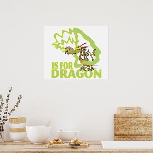 Poster D est pour dragon lettre abc dessin animé (Cuisine)