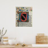 Poster "D" initial historique représentant des armoiries (Cuisine)
