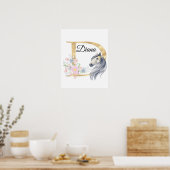 Poster D lettre nom personnalisé monogramme avec cheval (Cuisine)