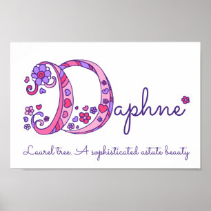 Poster D monogramme art Daphne filles nom signifiant affi