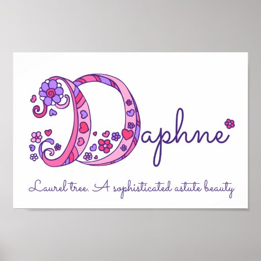 Poster D monogramme art Daphne filles nom signifiant affi (Devant)
