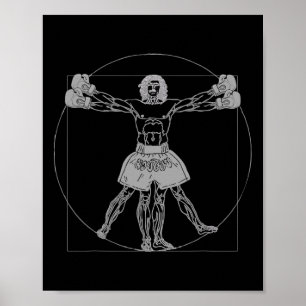 Poster Da Vinci Vitruvian Man Muay Thai Mma combat de rue