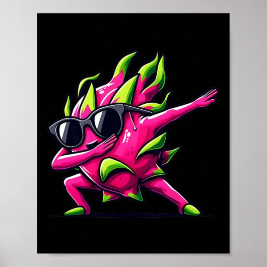Poster Dab Fruit Dancing Dabbing Dragon Fruit Meme (Devant)