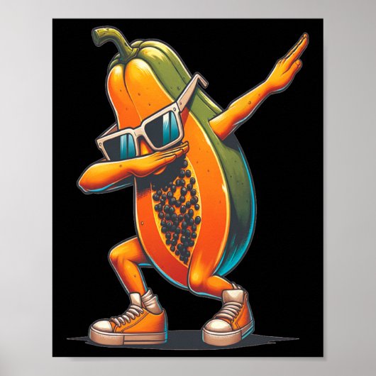 Poster Dab Papaya Danser Dabbing Papaya Fruit Avec Sungl (Devant)