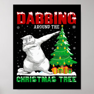 Poster Dabbing Autour De Noël Arbre Perse Chat Noël