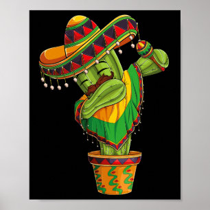 Poster Dabbing Cactus Cinco De Mayo Mexicains Poncho Boys