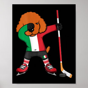 Poster Dabbing Caniche Chien Italie Fans de Hockey sur Gl