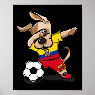 Poster Dabbing Dog Équateur Maillot de fans de football é