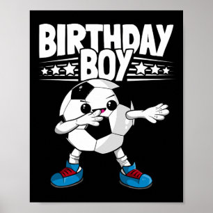 Poster Dabbing drôle de footballeur garçon d'anniversaire