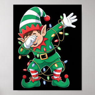 Poster Dabbing Elf Kids Boys Girls Matching Family Xmas D