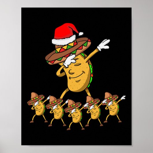 Poster Dabbing Fête Noël Taco Funny Dab Cadeau (Devant)
