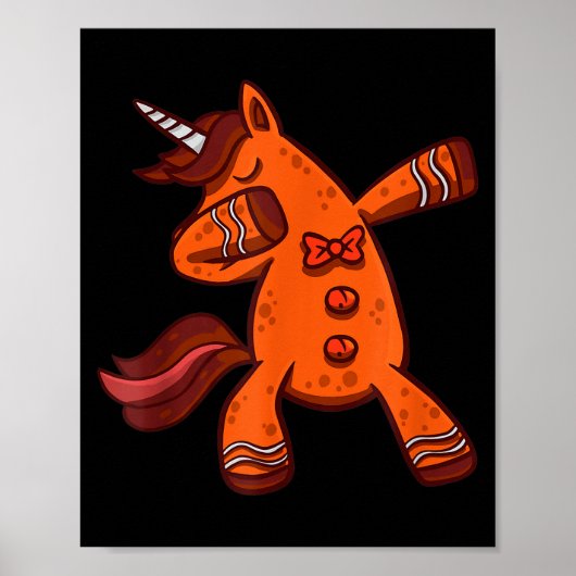 Poster Dabbing Gingerbread Unicorn Cookie Christmas  (Devant)