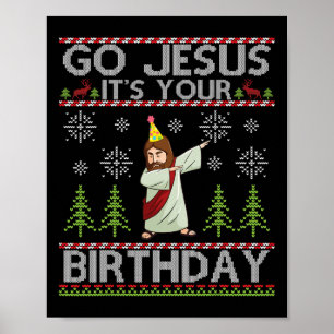 Poster Dabbing Go Jesus C'est ton anniversaire Joyeux Noë