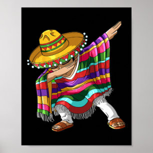 Poster Dabbing Mexicaine Poncho Cinco De Mayo Garçons Hom
